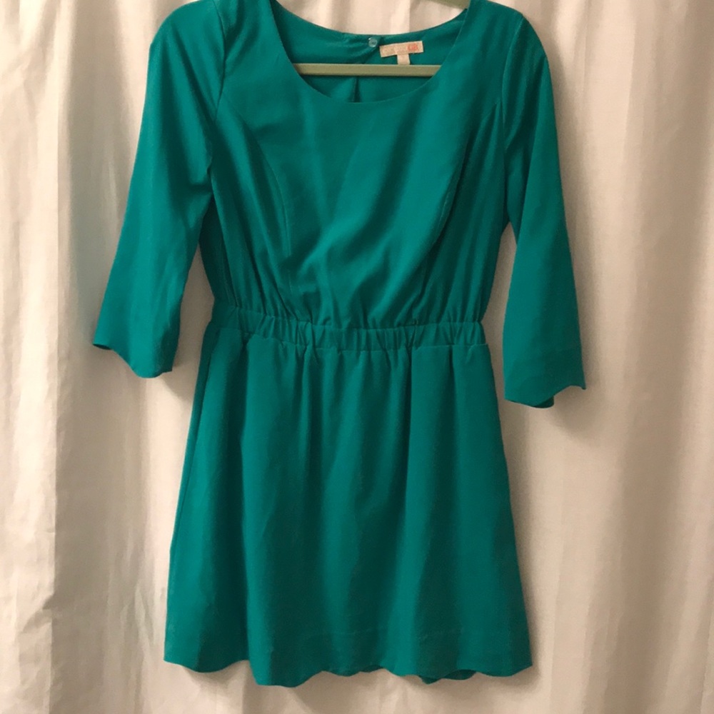 Green Dress with Scalloped Cutout